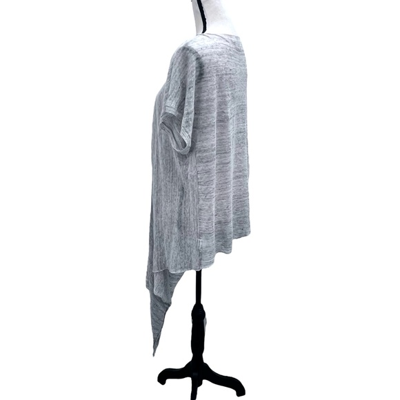 PURE DKNY GRAY MARLED LINEN SHORT SLEEVE MULTIWAY DRAPE FRONT OPEN CARDIGAN - Picture 7 of 14